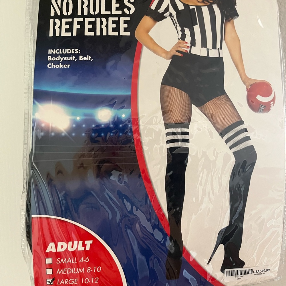 SPIRIT HALLOWEEN no rules redrew costume NEVER WORN. Bodysuit, belt, choker